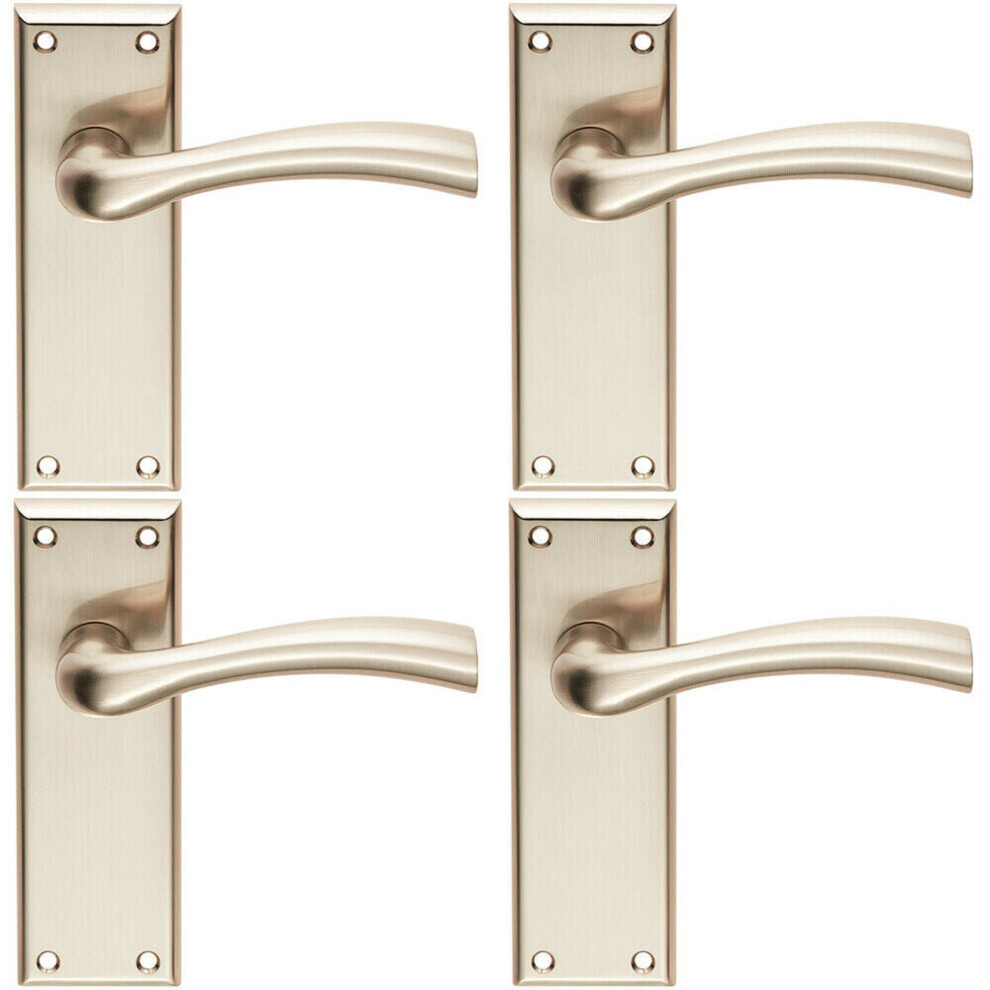 4x Chunky Curved Tapered Handle on Latch Backplate 150 x 50mm Satin Nickel