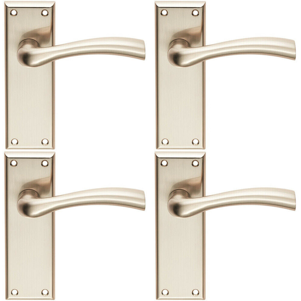 4X Chunky Curved Tapered Handle On Latch Backplate 150 X 50Mm Satin Nickel 5056524206331