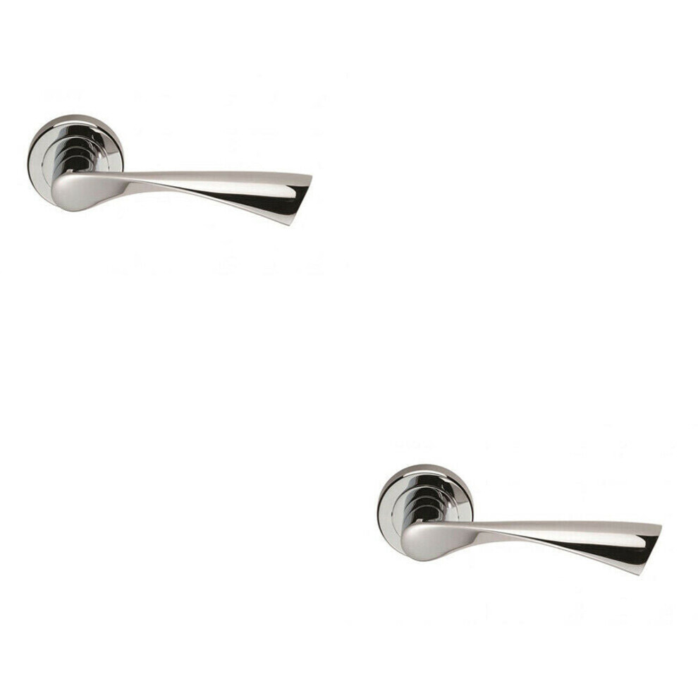 Loops 2X Pair Angular Twisted Handle On Round Rose Concealed Fix Polished Chrome Size 2