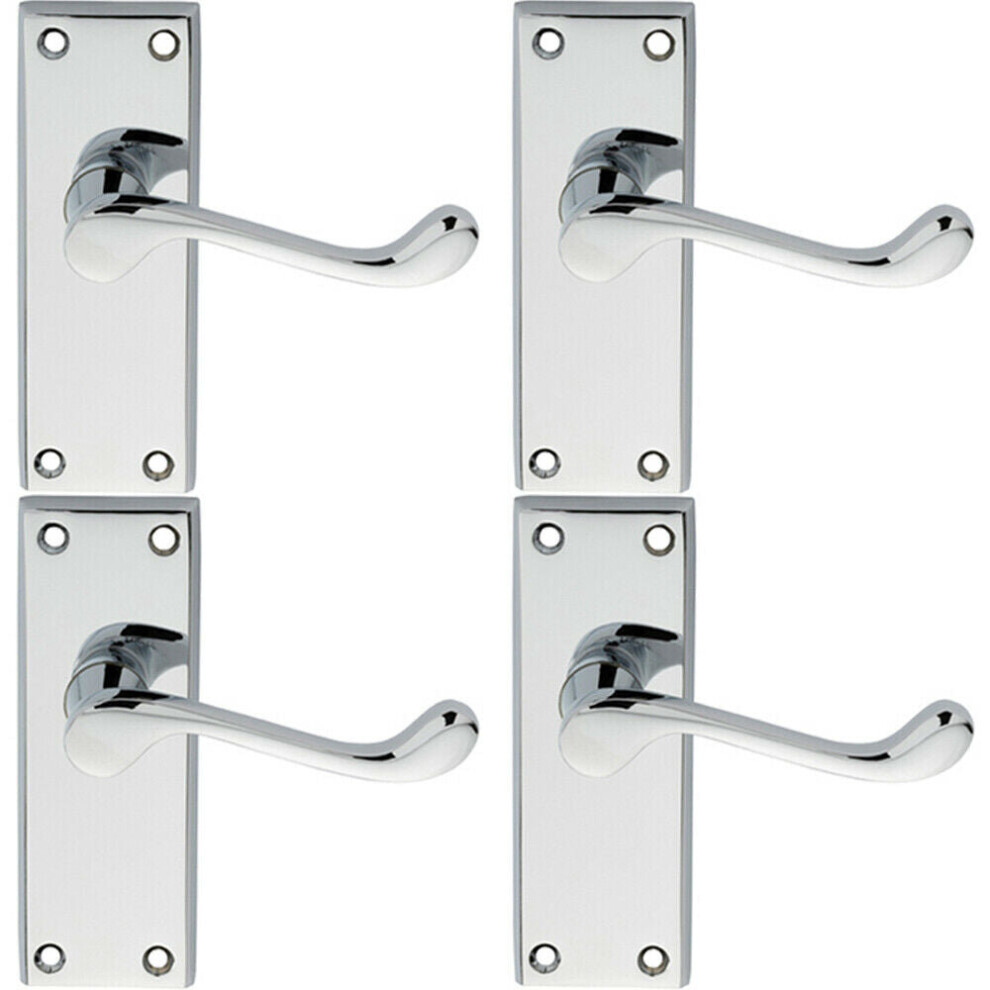 Loops 4X Pair Victorian Scroll Lever On Short Latch Backplate 118 X 43Mm Chrome