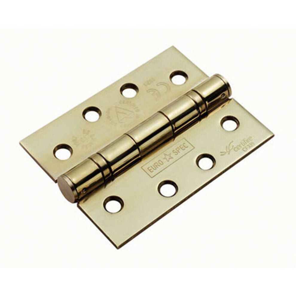 PAIR 102 x 76 x 3mm Ball Bearing Hinge Square Stainless Brass Interior Door