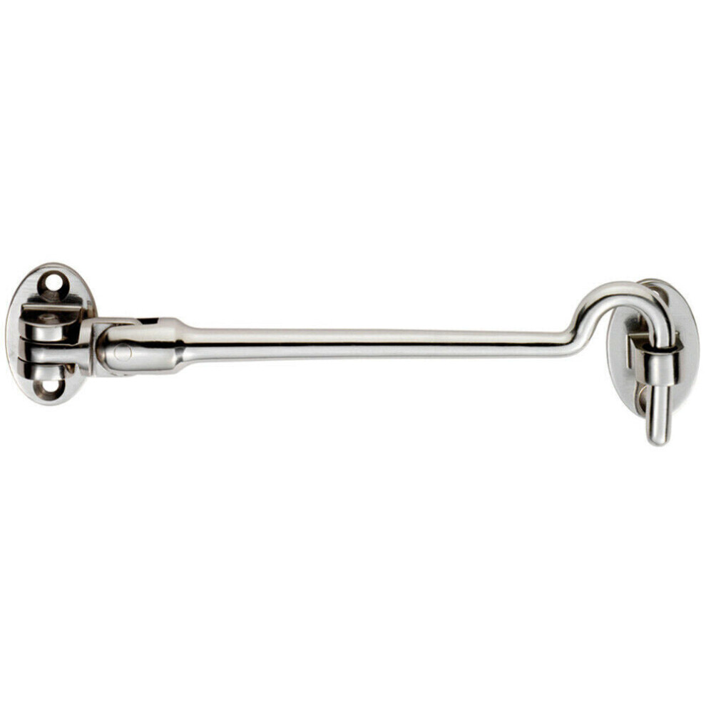 Silent Pattern Cabin Hook & Eye Bright Stainless Steel 200mm Arm Cabinet Hatch