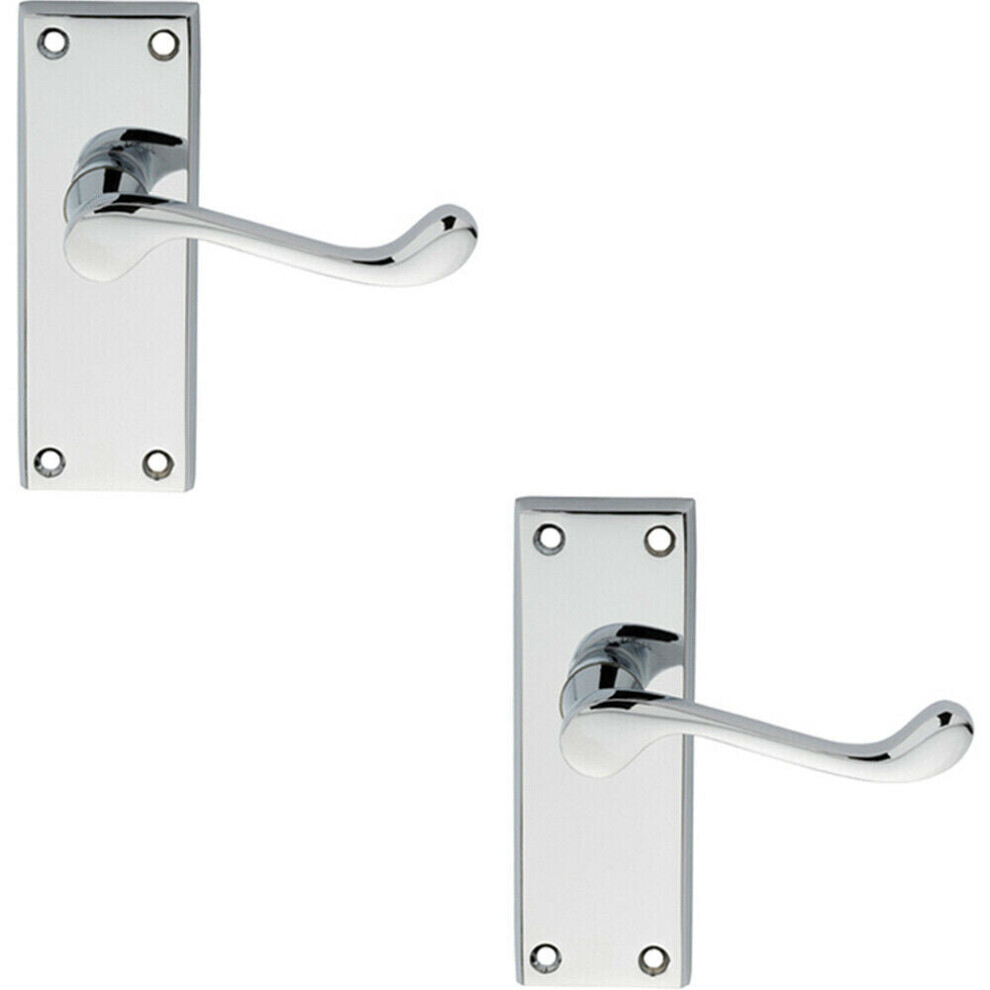 Loops 2X Pair Victorian Scroll Lever On Short Latch Backplate 118 X 43Mm Chrome