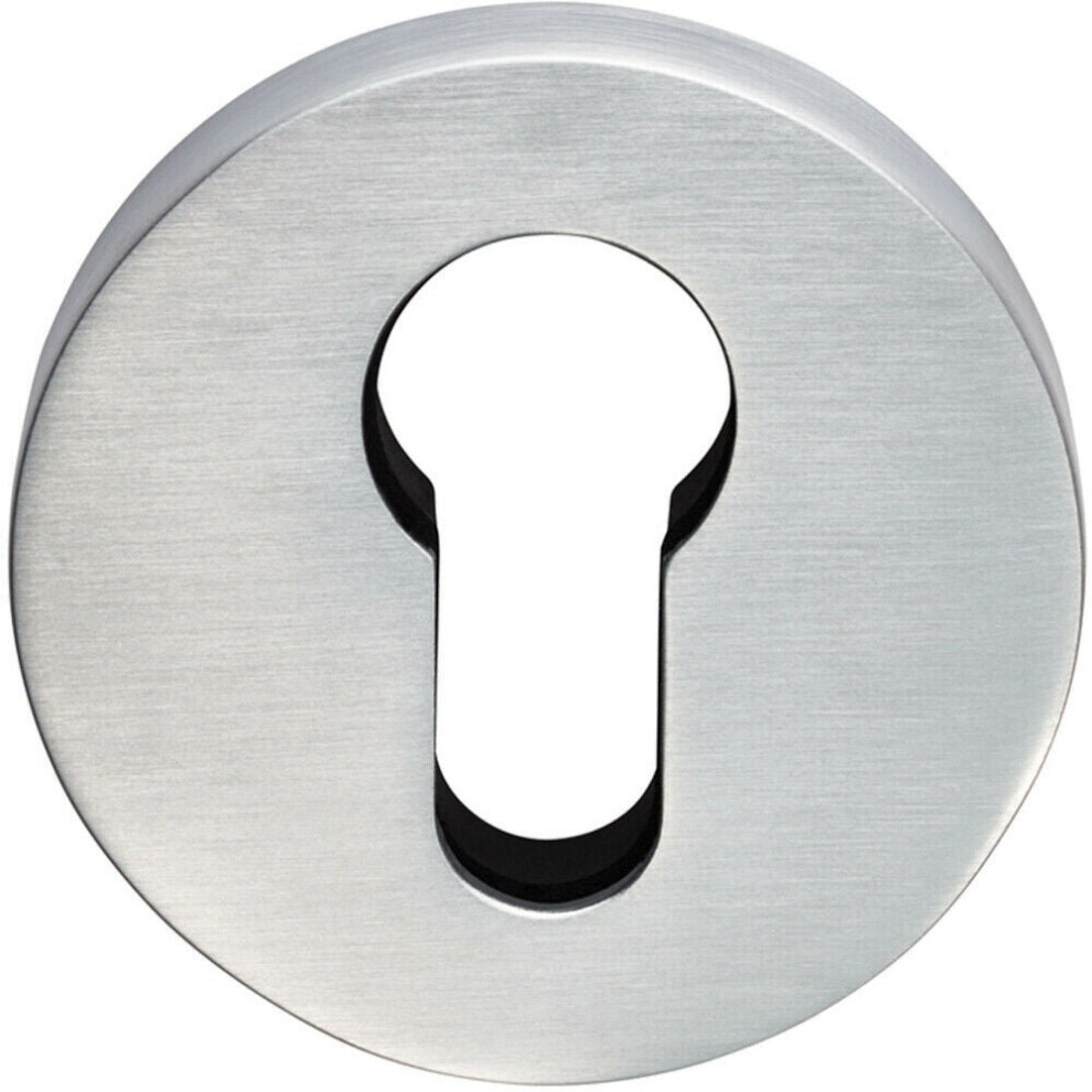 52Mm Euro Profile Escutcheon Concealed Fix Satin Chrome Keyhole Cover 5056492572995