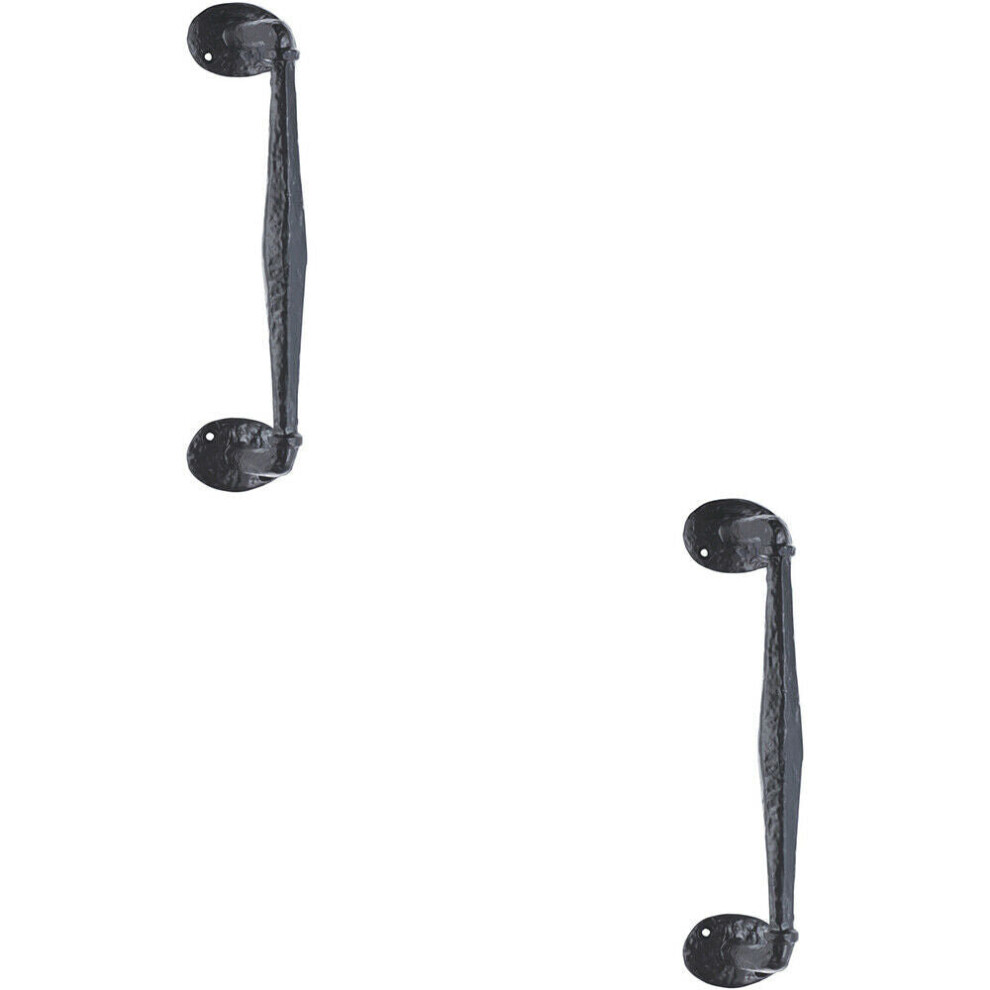 Loops 2X Offset Traditional Forged Pull Handle 263.5 X 67Mm Antique Door Handle Black