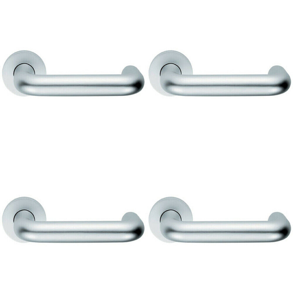 Loops 4X Pair 22Mm Round Bar Safety Lever On Round Rose Dda Compliant Satin Aluminium