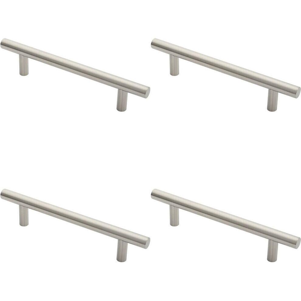 4x Straight T Bar Door Pull Handle 325 x 19mm 225mm Fixing Centres Satin Steel