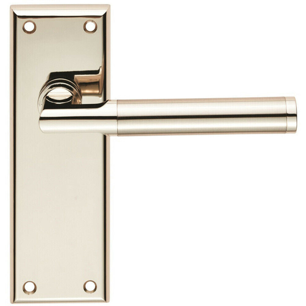 Loops Round Bar Section Handle On Latch Backplate 150 X 50Mm Polished Satin Nickel