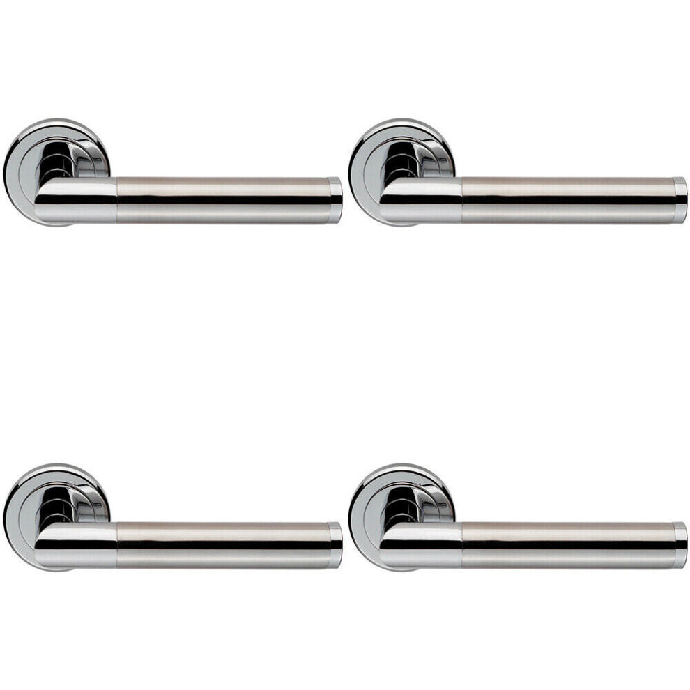 Loops 4X Pair Sectional Round Bar Lever On Round Rose Concealed Fix Dual Chrome