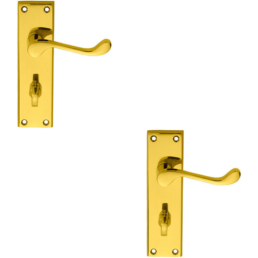 Loops 2X Pair Victorian Scroll Handle On Bathroom Backplate 150 X 43Mm Polished Brass