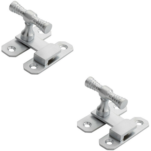 Loops 2x Window T Handle Fastener 57 x 19mm Satin Chrome Cabinet Door Lock