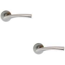 2x PAIR Twisted Angular Design Handle on Round Rose Concealed Fix Satin Steel