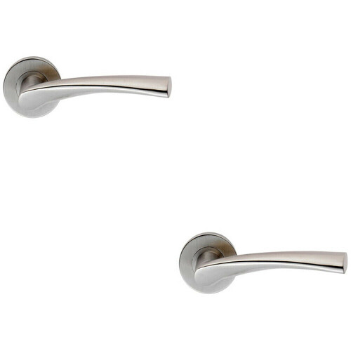 Loops 2x PAIR Twisted Angular Design Handle on Round Rose Concealed Fix Satin Steel