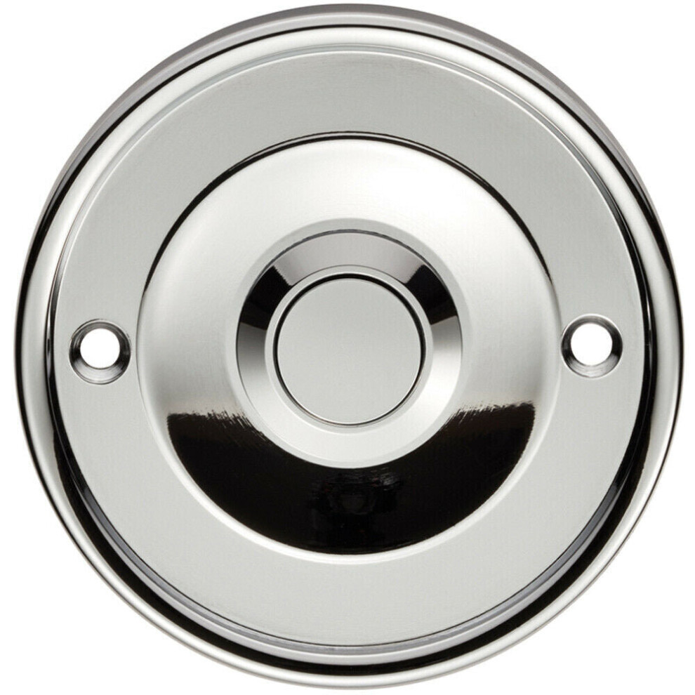 Loops Decorative Door Bell Cover Polished Chrome 65 X 7Mm Round Sleek Button Plate