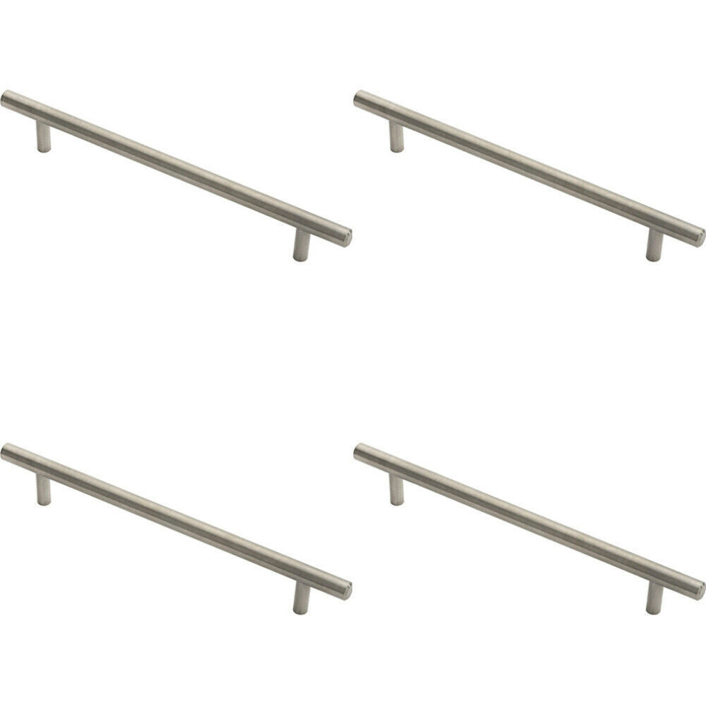 4x Round T Bar Pull Handle 210 x 10mm 160mm Fixing Centres Stainless Steel