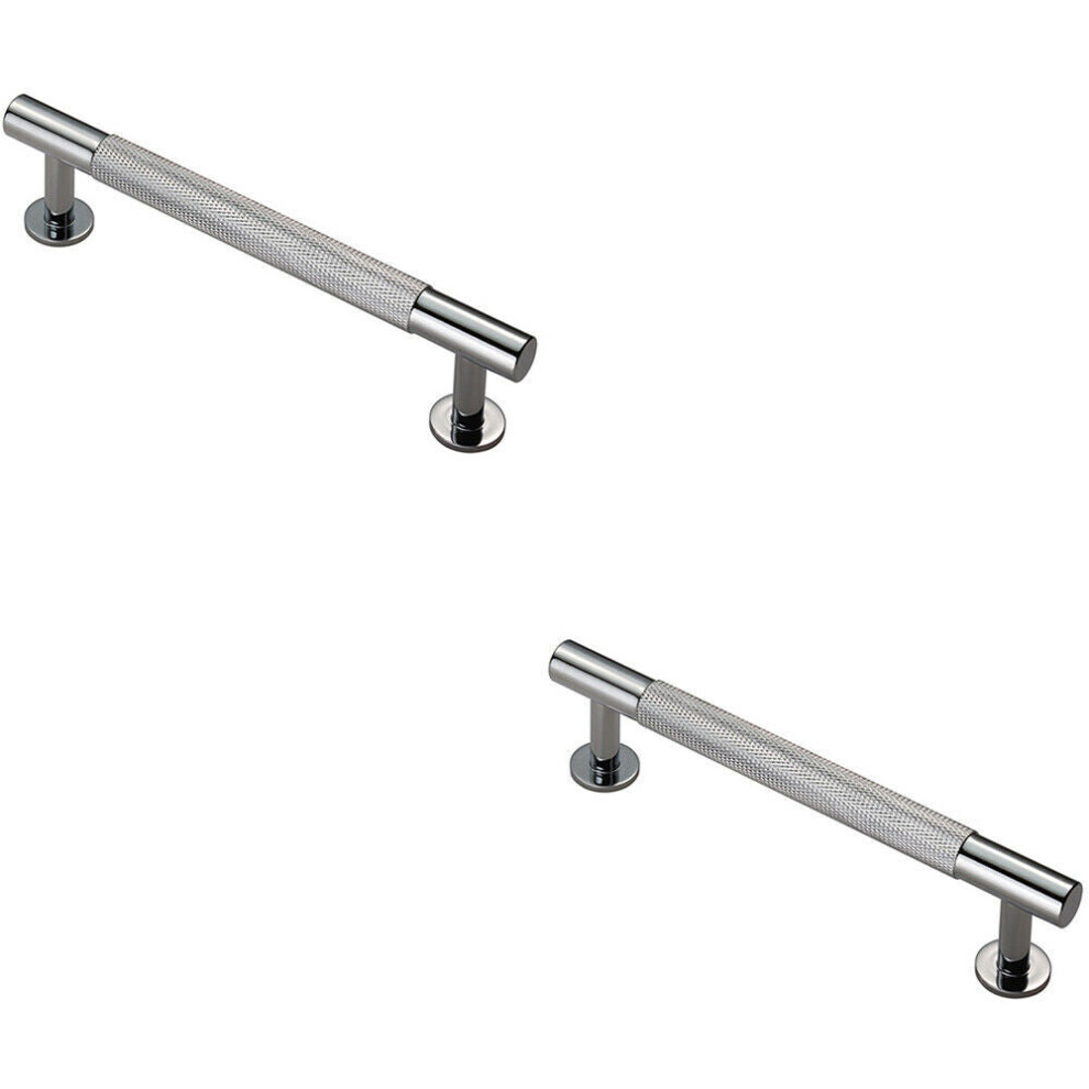 Loops 2X Knurled Bar Door Pull Handle 158 X 13Mm 128Mm Fixing Centres Chrome