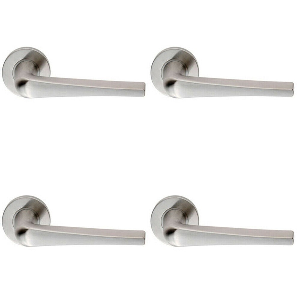 Loops 4X Pair Straight Flat Topped Bar Handle On Round Rose Concealed Fix Satin Steel