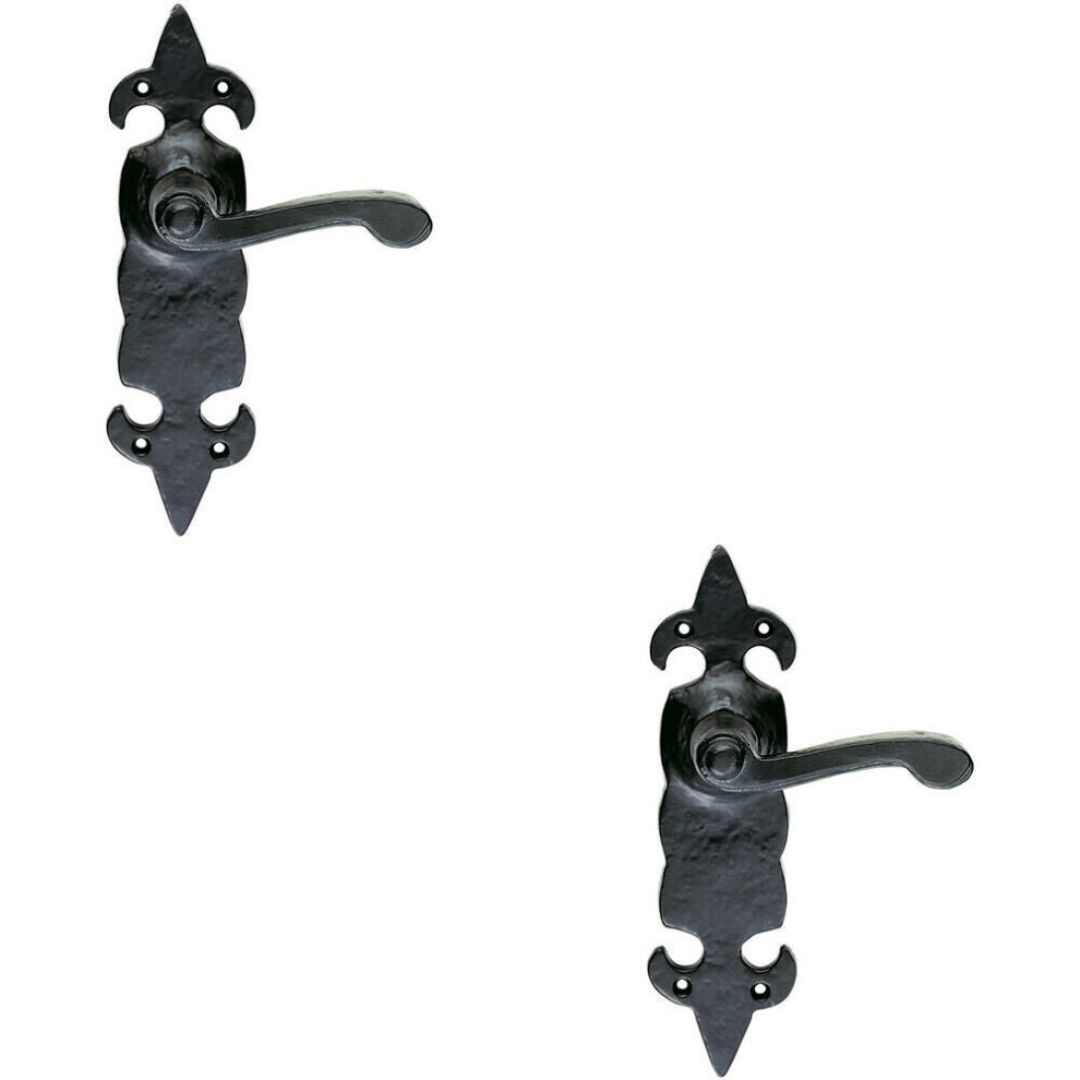 Loops 2X Pair Forged Scroll Lever Handle On Latch Backplate 206 X 57Mm Black Antique