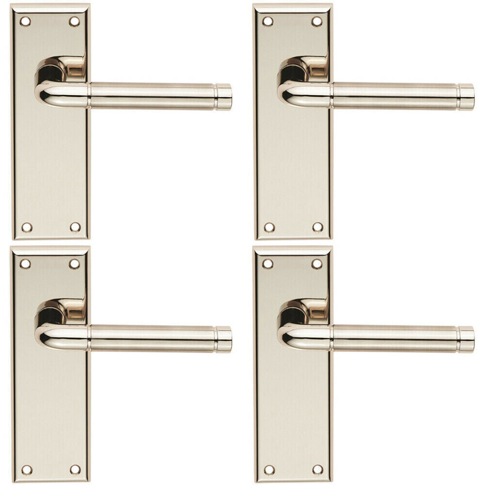 Loops 4X Pair Round Bar Handle On Latch Backplate 150 X 50Mm Polished & Satin Nickel