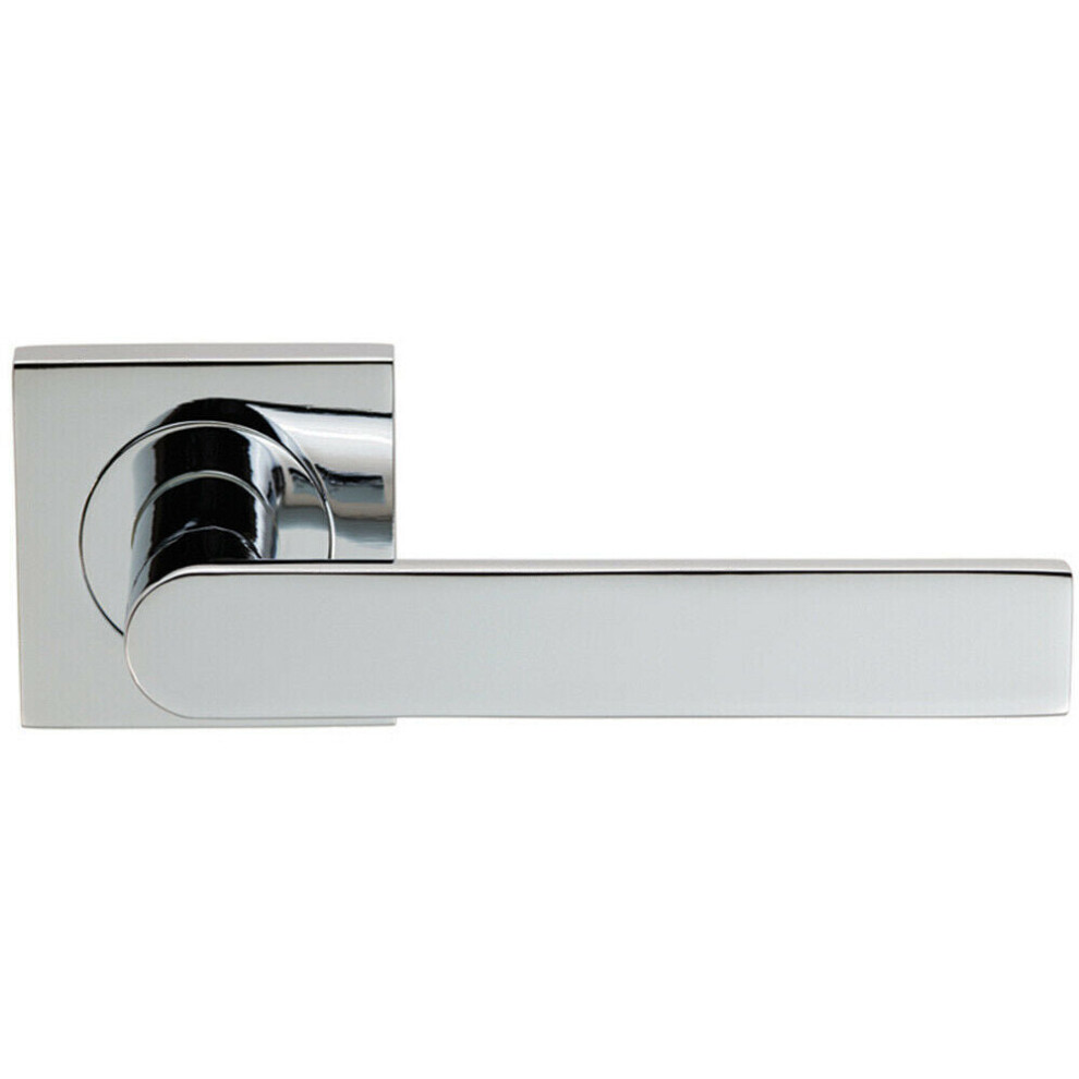Loops Pair Flat Rectangular Bar Lever On Square Rose Concealed Fix Polished Chrome