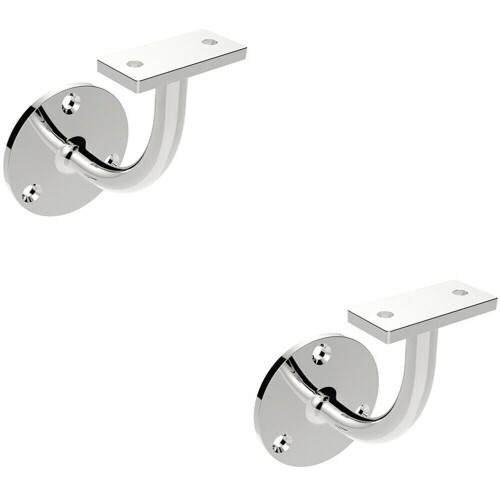 Loops 2x Handrail Bannister Bracket Wall Support 62mm Projectoin Polished Steel