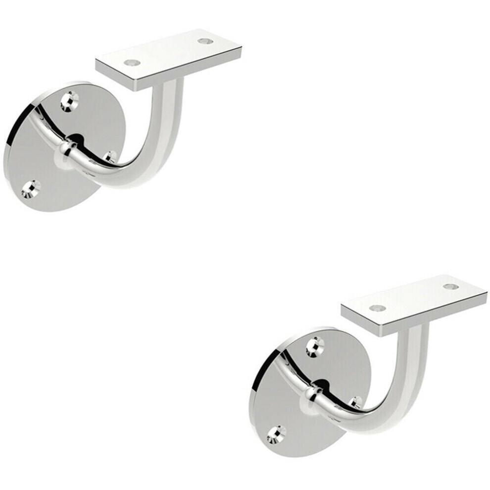 2x Handrail Bannister Bracket Wall Support 62mm Projectoin Polished Steel
