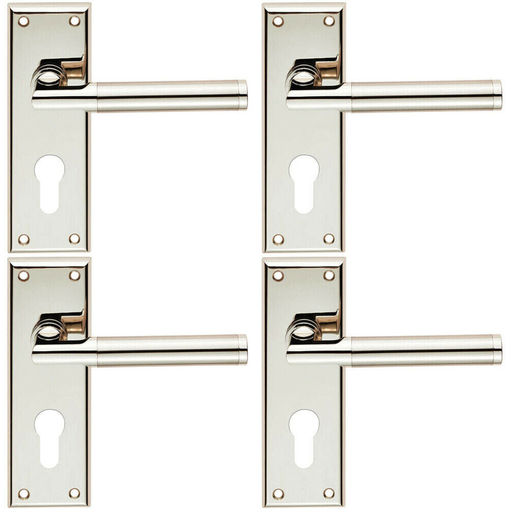 Loops 4X Round Bar Section Lever On Euro Lock Backplate 150 X 50Mm Dual Nickel