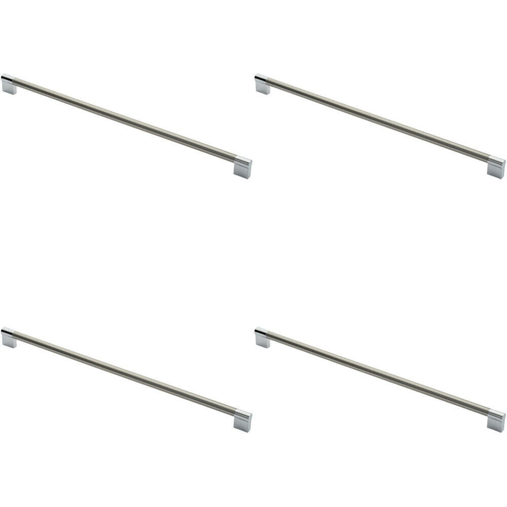 4X Keyhole Bar Pull Handle 460 X 14Mm 448Mm Fixing Centres Satin Nickel & Chrome