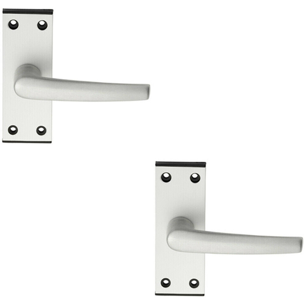 Loops Unisex Multicolor 2X Pair Straight Lever On Latch Backplate Door Handle 102 X 38Mm Satin Aluminium - Image 2