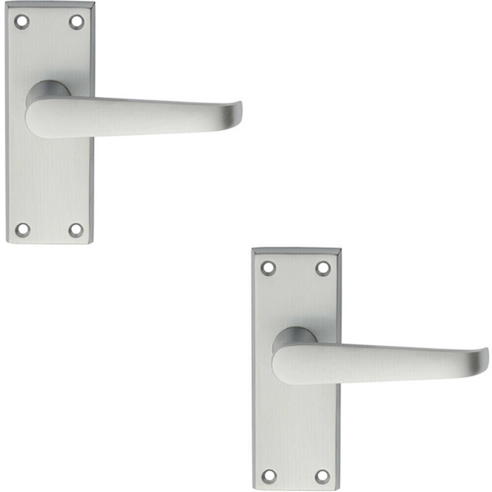 2x PAIR Straight Handle on Short Latch Backplate 118 x 42mm Satin Chrome