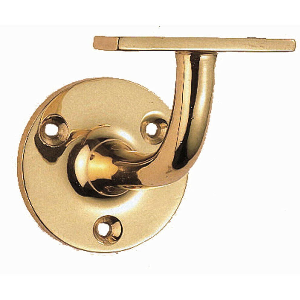 Loops Heavyweight Handrail Bannister Bracket 80Mm Projection Polished Brass