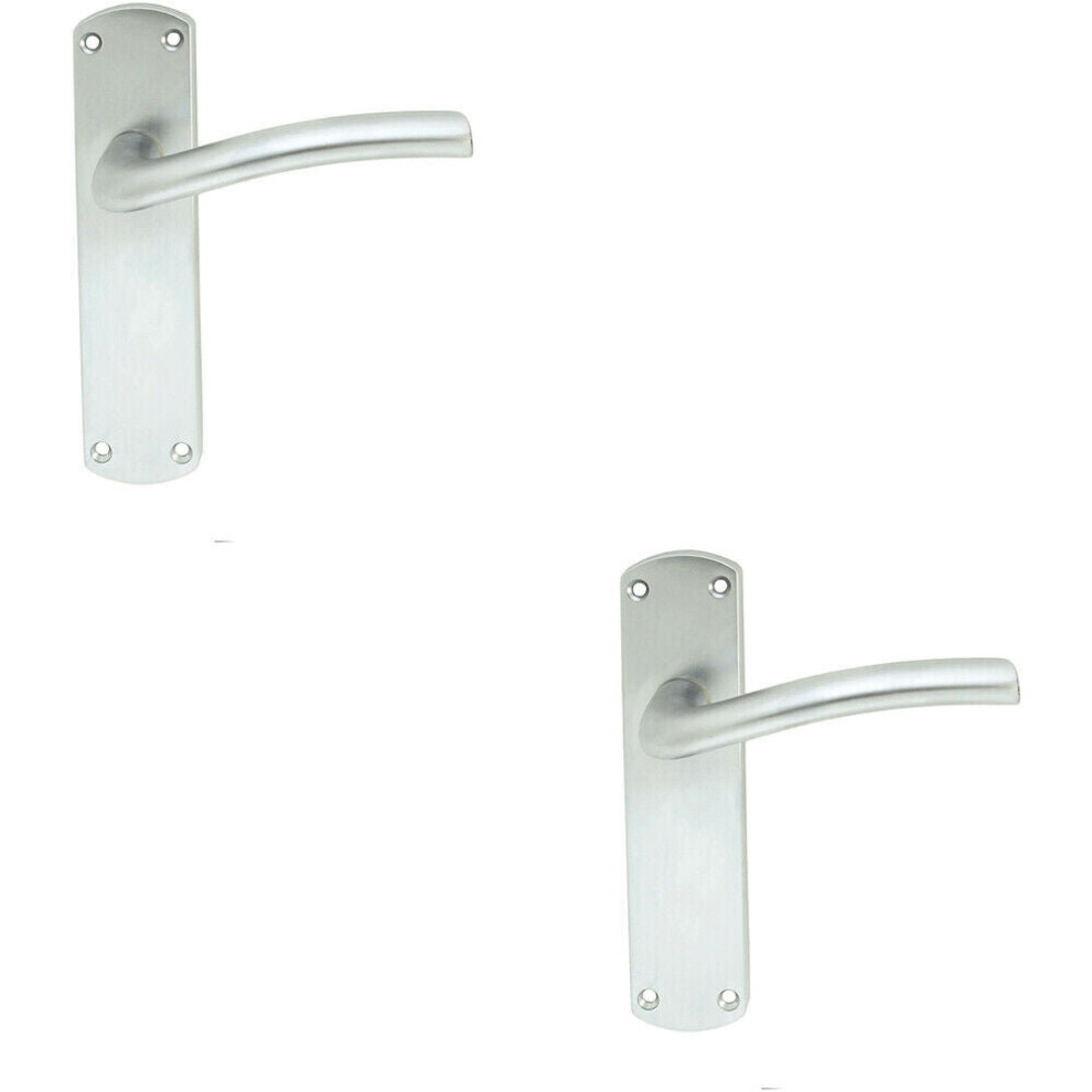 2X Pair Rounded Curved Bar Handle On Latch Backplate 170 X 42Mm Satin Chrome 5056492593884