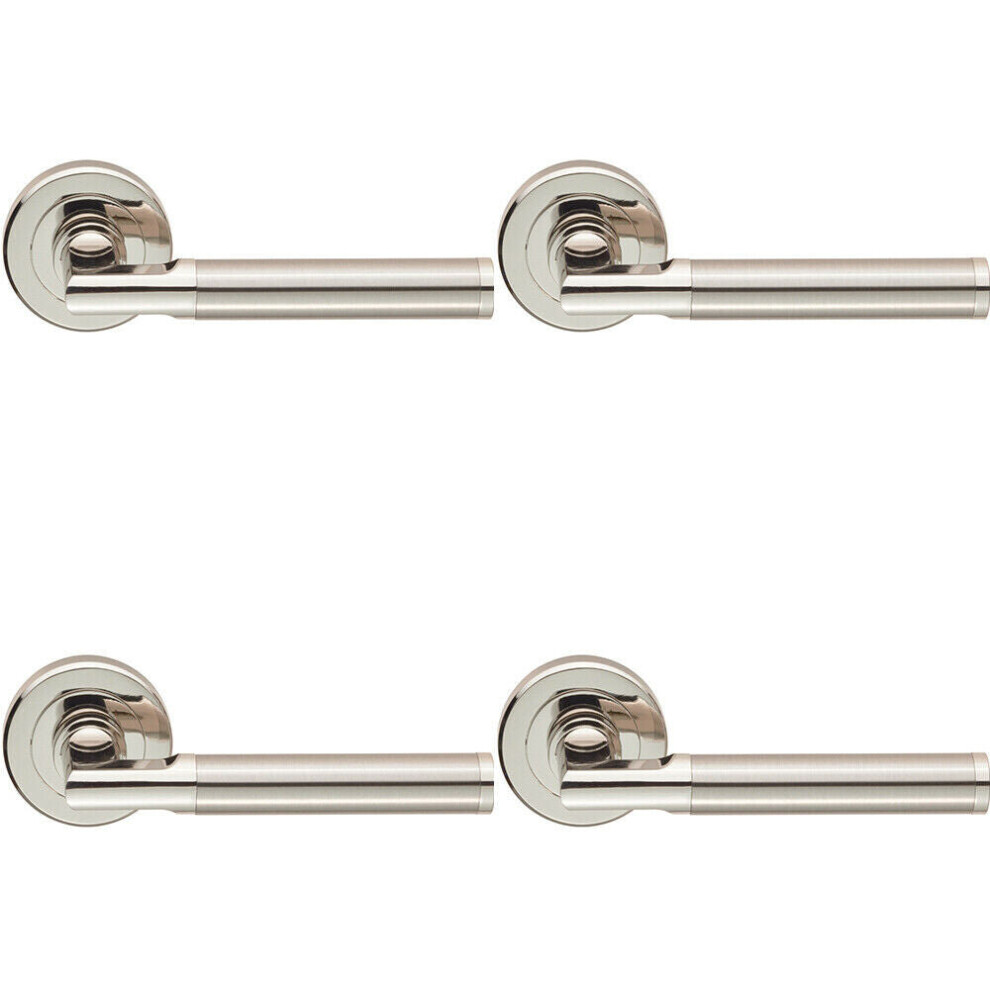 4X Pair Sectional Round Bar With Mitred Corner Concealed Fix Dual Nickel 5056524205860