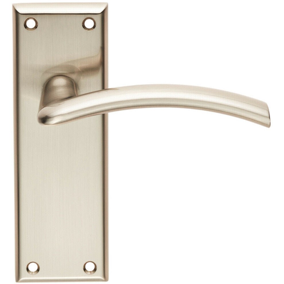 Loops Pair Arched Lever On Latch Backplate Door Handle 150 X 50Mm Satin Nickel