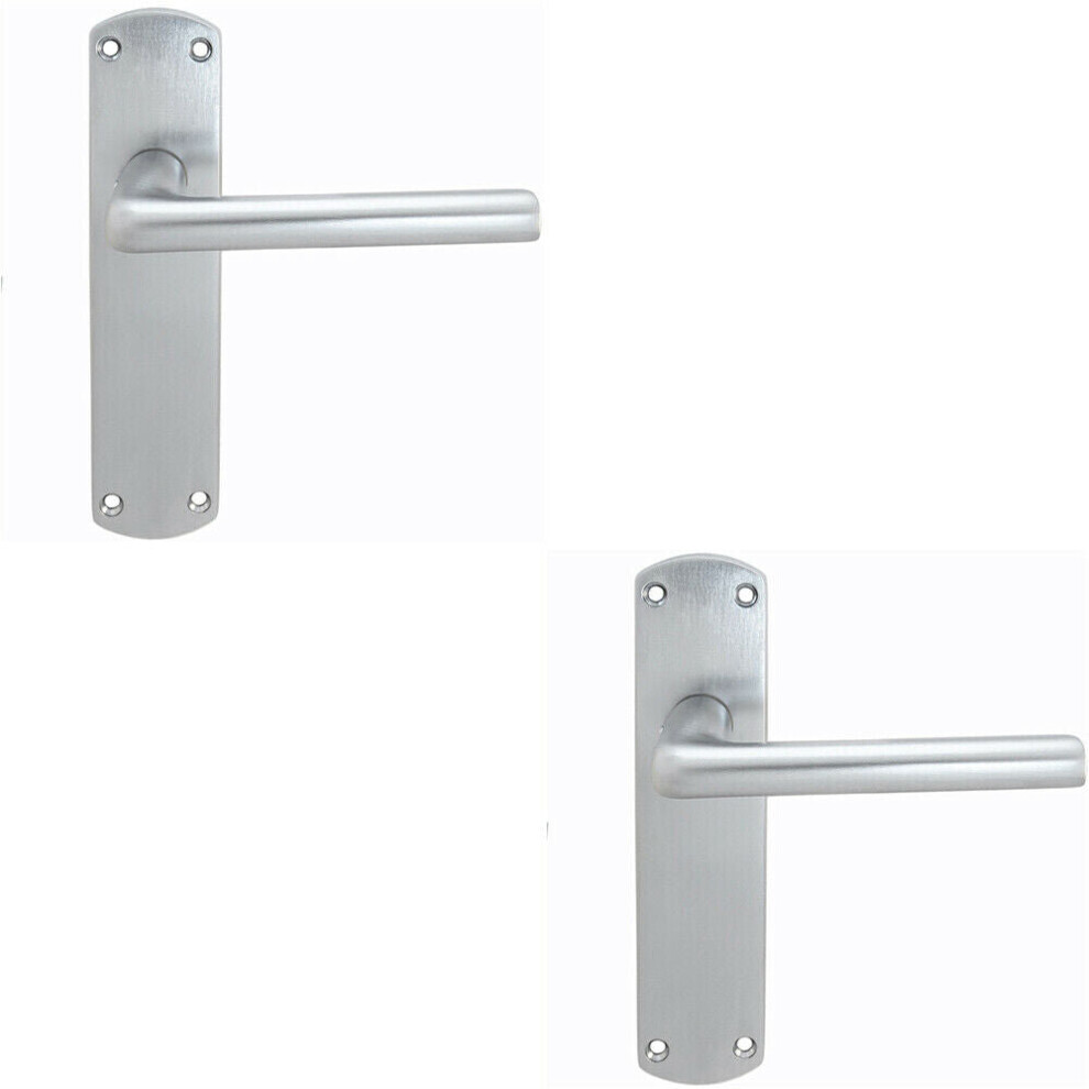 2x Rounded Straight Bar Handle on Latch Backplate 170 x 42mm Satin Chrome