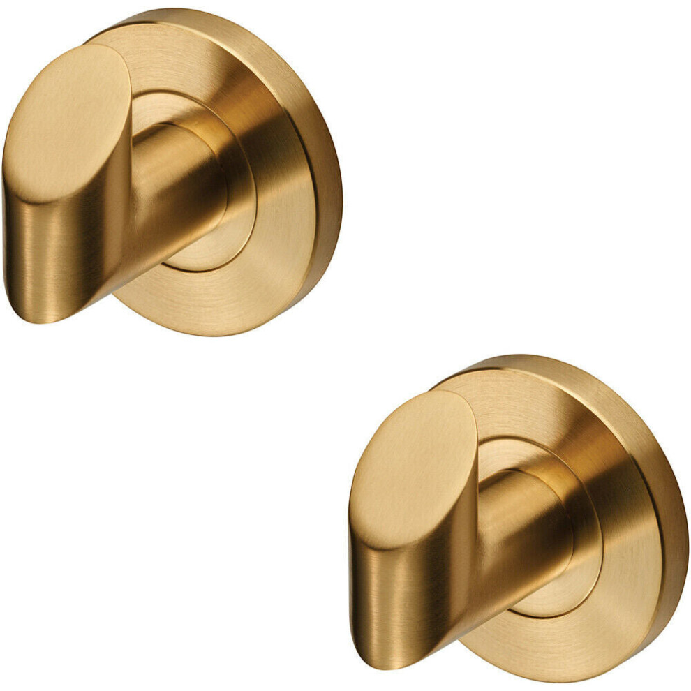 2x Single Bathroom Robe Hook on Concealed Fix Rose 44.5mm Proj Satin PVD