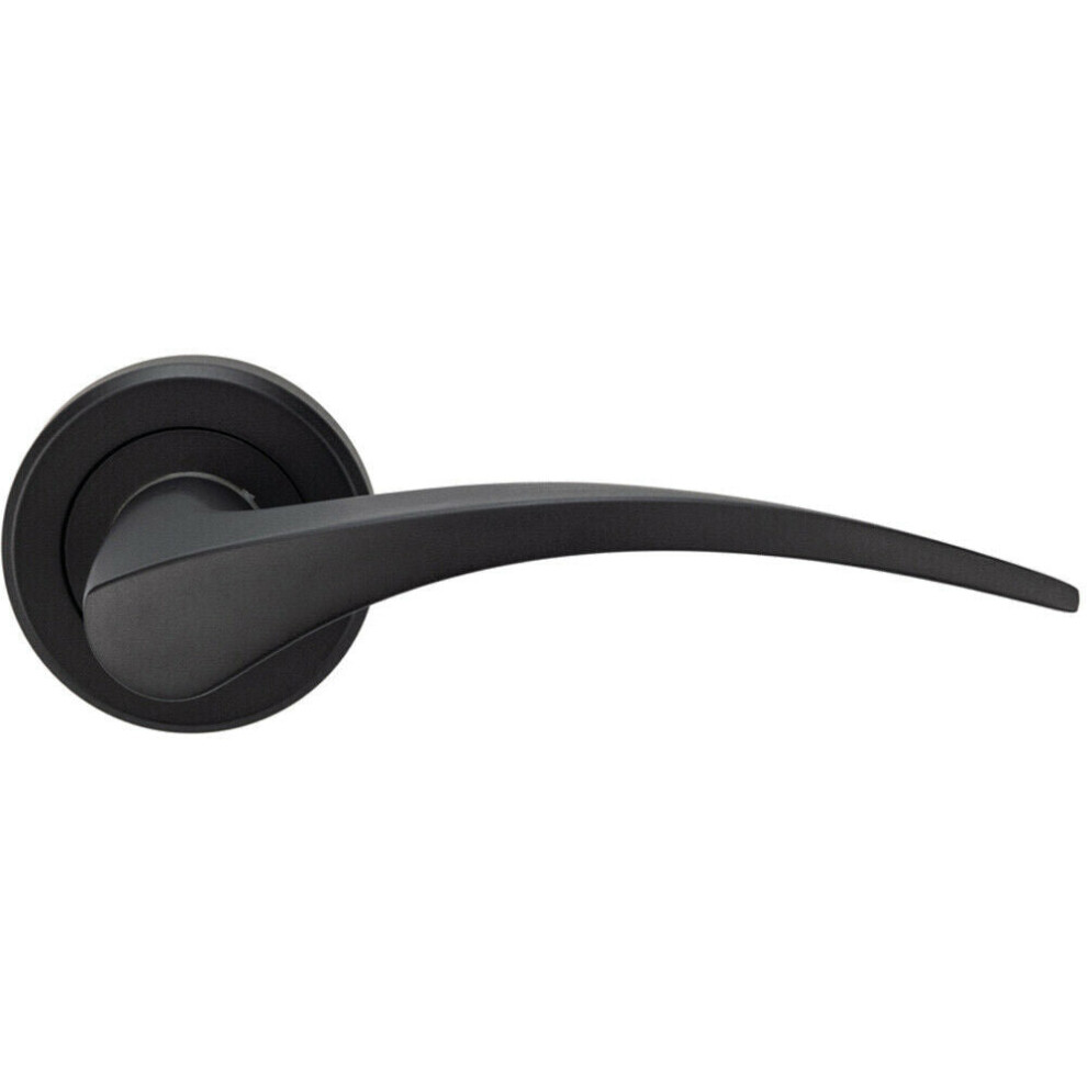 Loops Pair Arched Tapered Handle On Round Rose Concealed Fix Matt Black Finish
