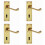 Loops 4x PAIR Victorian Scroll Handle on Lock Backplate 150 x 43mm Polished Brass 1