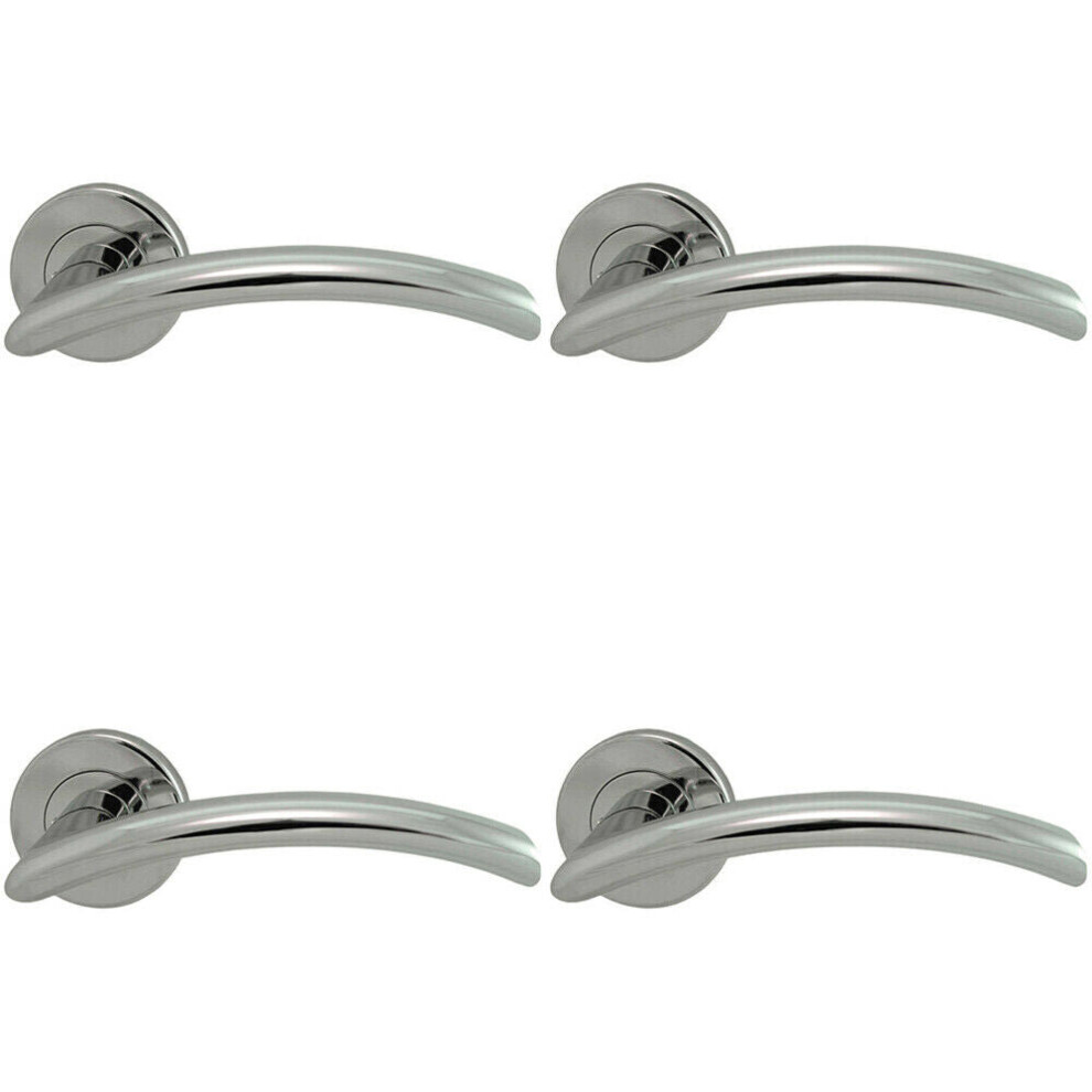 Loops 4X Pair Oval Shaped Arched Bar Handle Concealed Fix Round Rose Polished Chrome