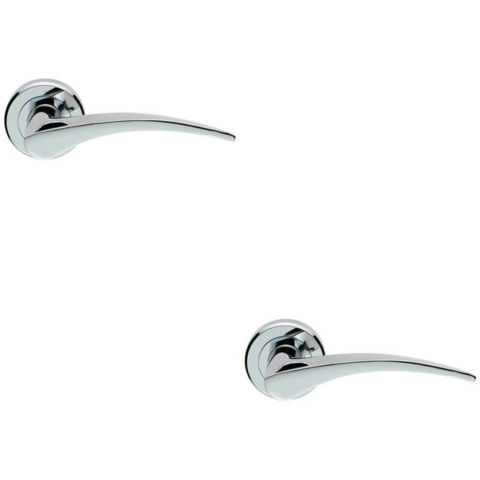 2x PAIR Arched Tapered Handle on Round Rose Concealed Fix Polished Chrome