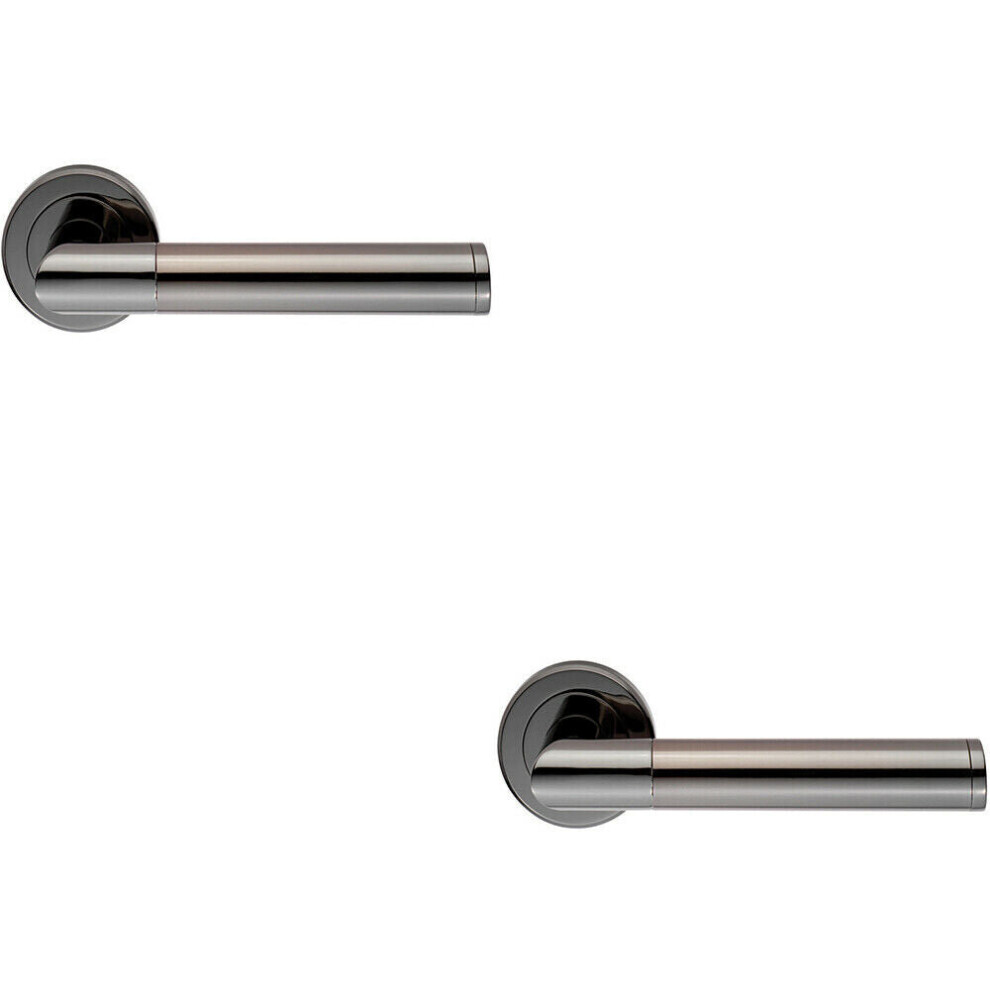 2X Pair Sectional Round Bar Handle On Round Rose Concealed Fix Black Nickel 5056492594096