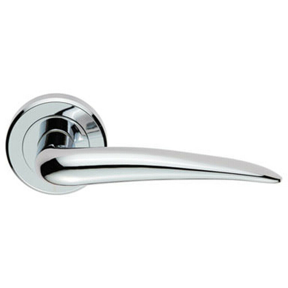 PAIR Straight Tapered Handle on Round Rose Concealed Fix Polished Chrome