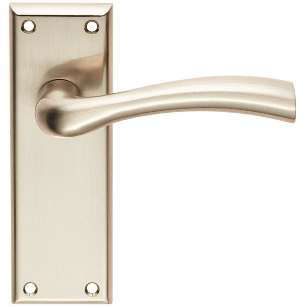 Loops Chunky Curved Tapered Handle On Latch Backplate 150 X 50Mm Satin Nickel