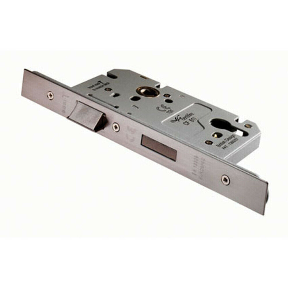Architectural DIN Euro Profile Sashlock Square Forend Satin Stainless Steel