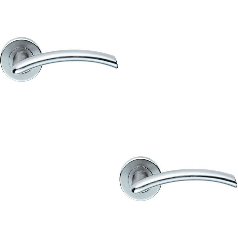2X Pair Oval Shaped Arched Bar Handle Concealed Fix Round Rose Satin Chrome 5056492593136