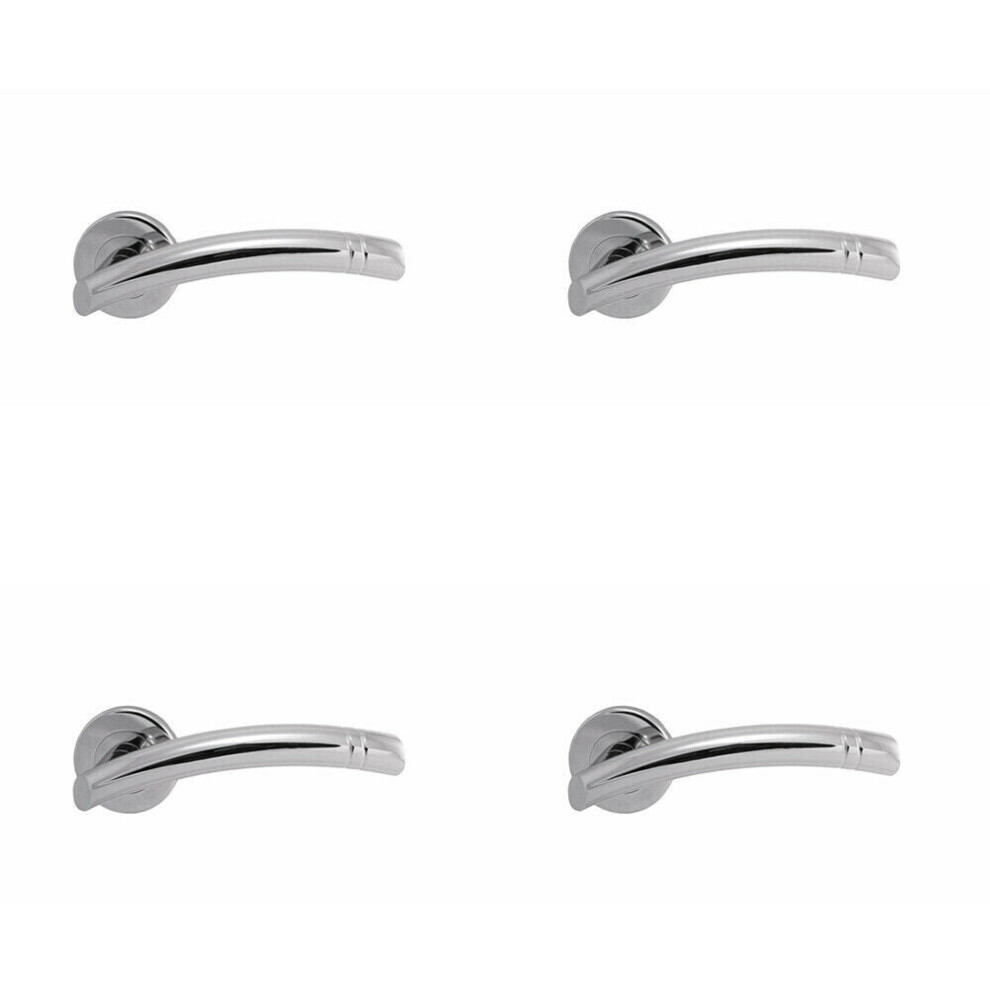 4X Pair Arched Round Bar Lever With Ring Detailing Concealed Fix Polished Chrome 5056524206577
