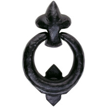 Ornate Ring Door Kncoker Strike Plate Included 85.5mm Ring Black Antique