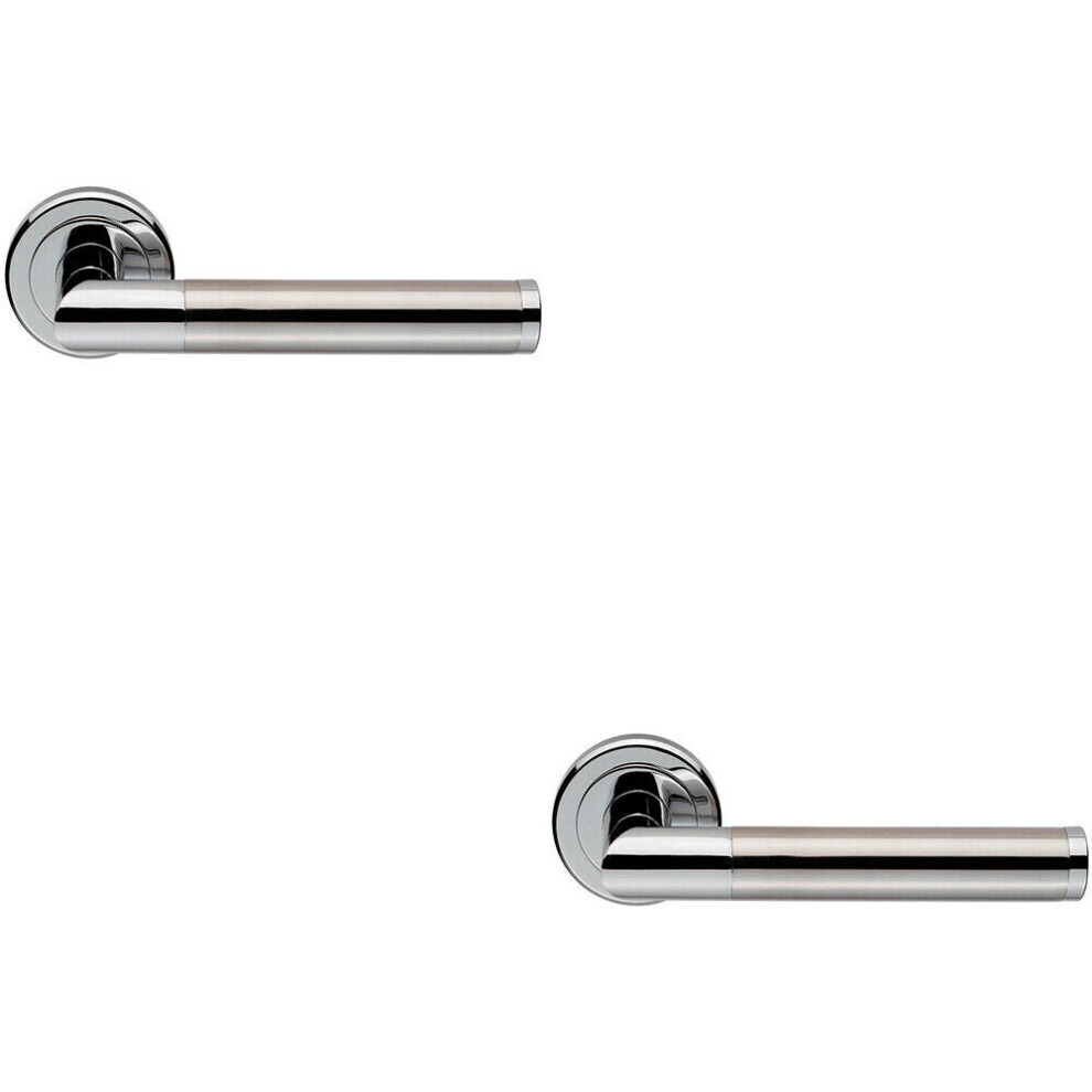 Loops 2X Pair Sectional Round Bar Lever On Round Rose Concealed Fix Dual Chrome