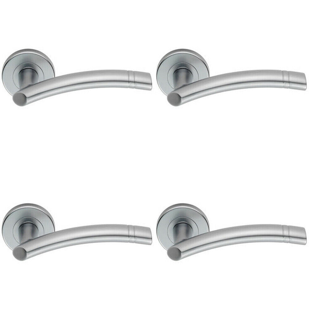 Loops 4X Pair Arched Round Bar Handle With Ring Detailing Concealed Fix Satin Chrome