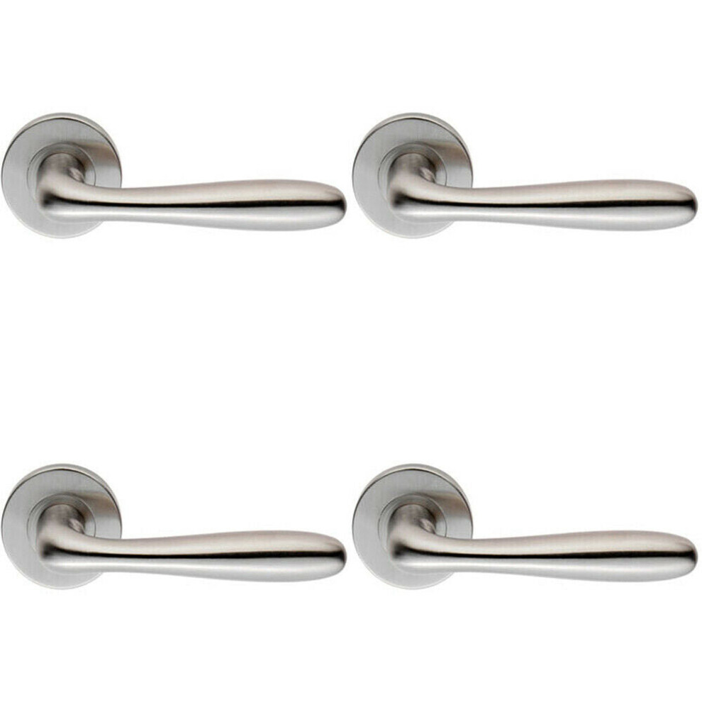 Loops 4X Pair Smooth Rounded Bar Handle On 8Mm Round Rose Concealed Fix Satin Steel